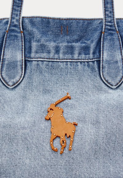 Polo Ralph Lauren Big Pony Denim Medium Bellport Tote - Shoppingväska - medium wash