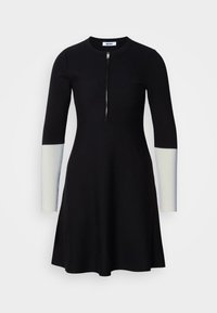 ZIP FRONT CONE SWEATER DRESS WITH DIPPED SLEEVE - Haljina s naramenicama - black/ivory