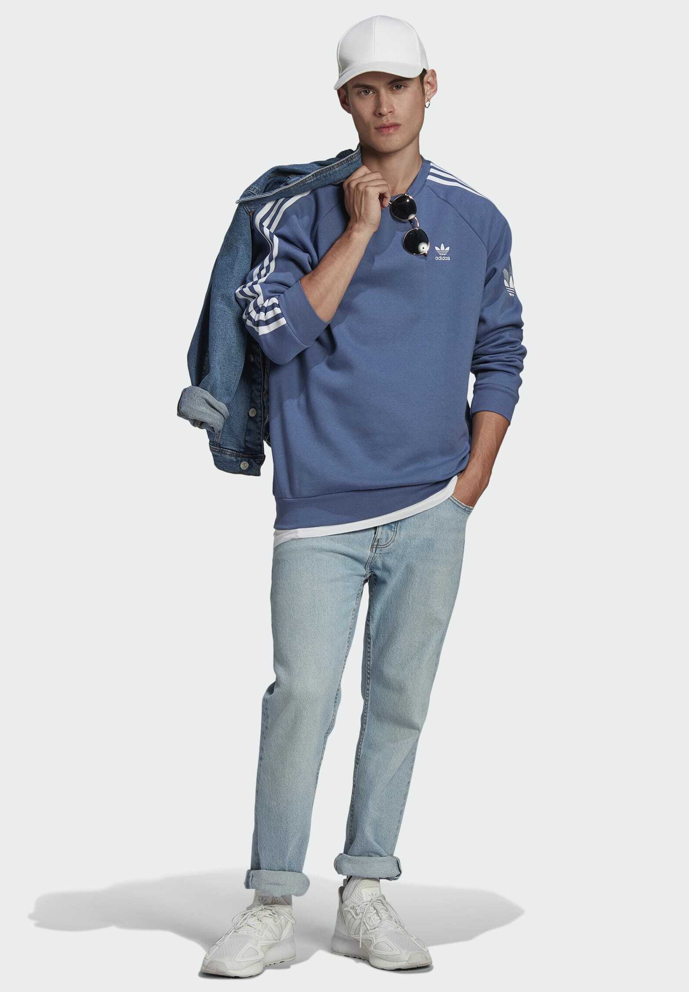 adidas originals 3d stripe sweatshirt blue