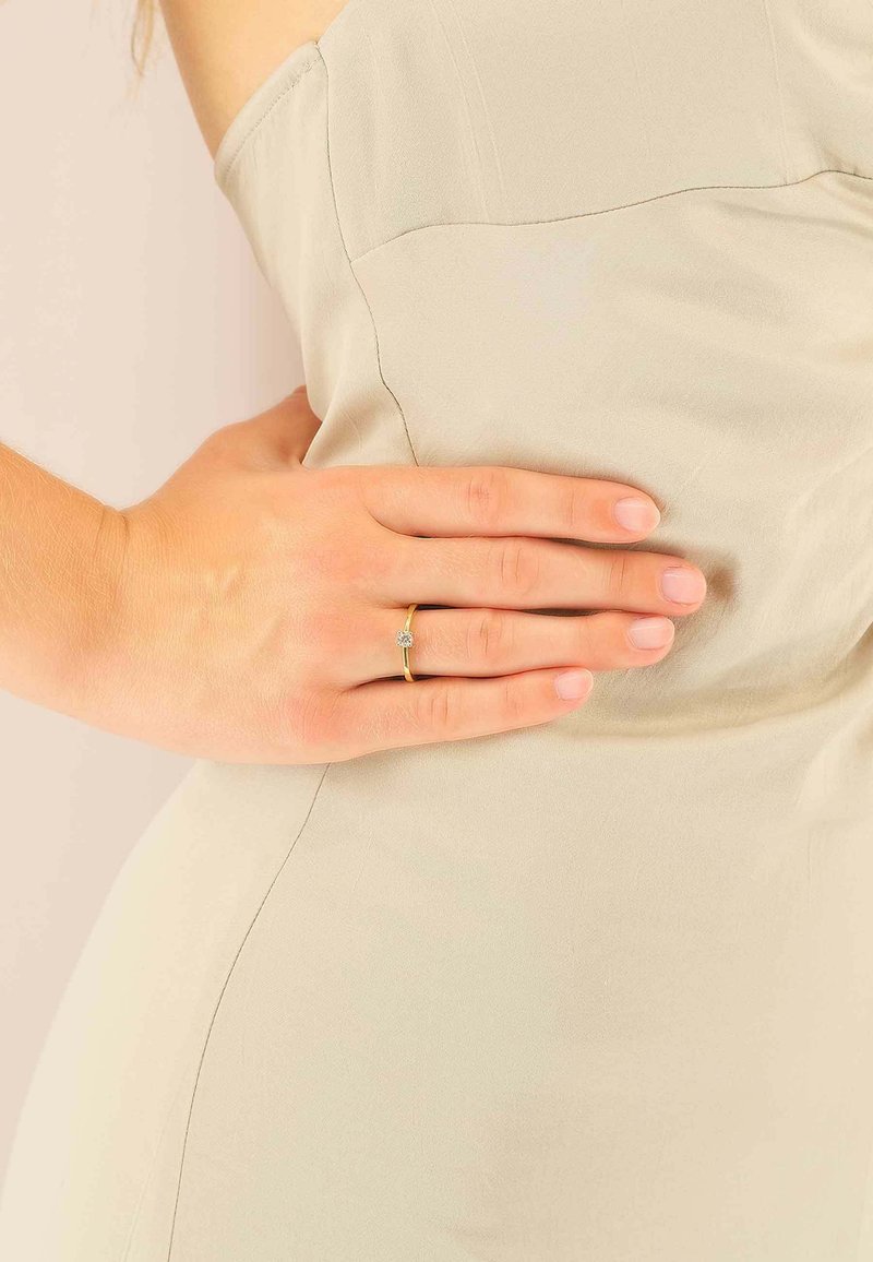 MUAU Schmuck SOLITÄR RING 4-GRIFF-FASSUNG , BRILLANTEN 0.20CT. FASSUNG - Bague - gelbgoldfarben