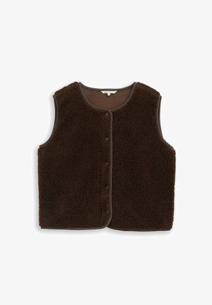 TOM TAILOR DENIM, TOM TAILOR DENIM STRICK & SWEATSHIRTS TEDDY WESTE MIT DRUCKKNOPFLEISTE - Smanicato - cool dark brown