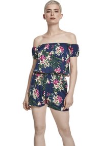 Urban Classics LADIES AOP OFF SHOULDER SHORT JUMPSUIT - Kezeslábas - blue flower