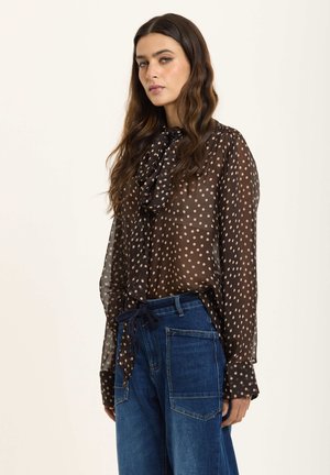 POLKA DOT SHEER BOW - Blouse - black
