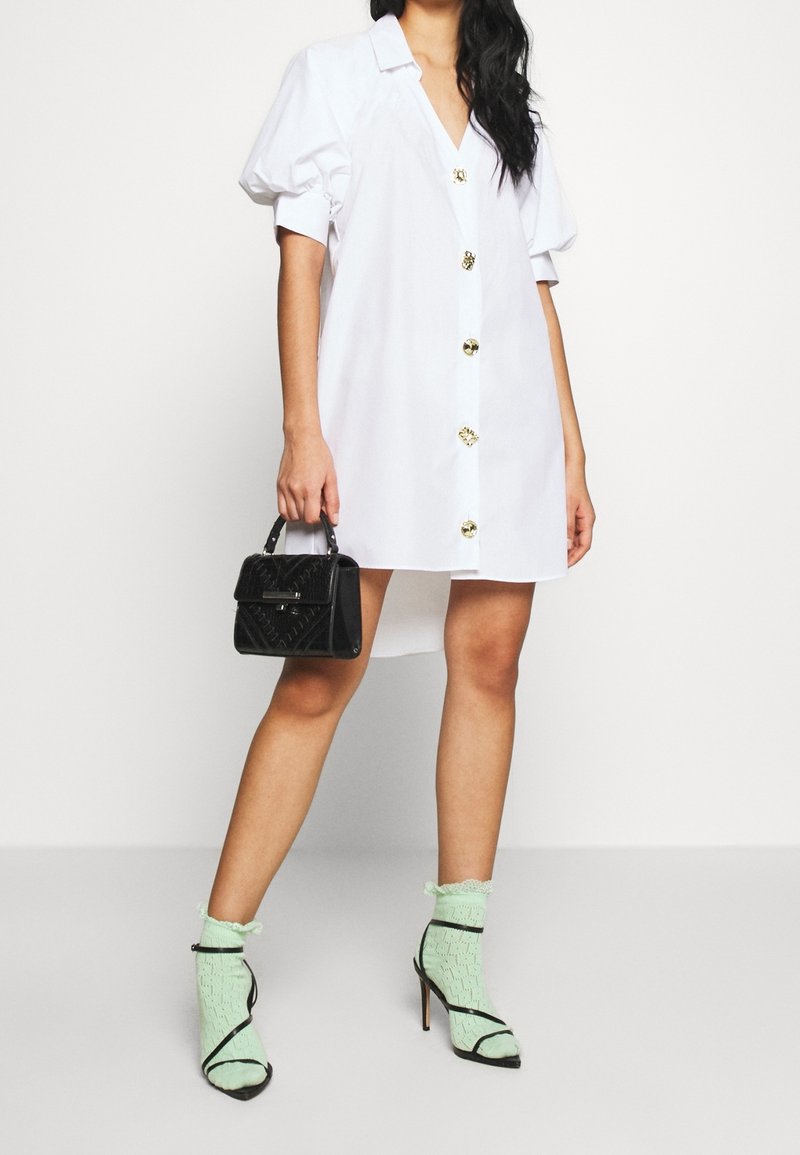 slim fit dress slacks Cream Frill Detail Gold Button Front Shirt Dress – AX Paris main image 1