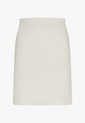 Rok van lichte stof in lichtbeige met een rechte silhouette, met twee voorzakken en een schone, eenvoudige uitstraling.