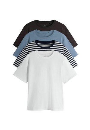 4 PACK SHORT SLEEVE  - REGULAR FIT - Základné tričko - chocolate brown stripe light blue white