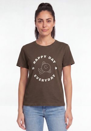 watapparel, HAPPY DAY EVERYDAY - T-shirt imprimé - mocha