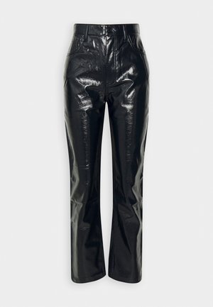 Abercrombie & Fitch CLASSIC PATENT 90S STRAIGHT - Pantalon classique - approved black