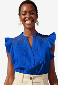 Love & Roses FLUTTER SLEEVE CUTWORK REGULAR FIT - Cămașă - blue