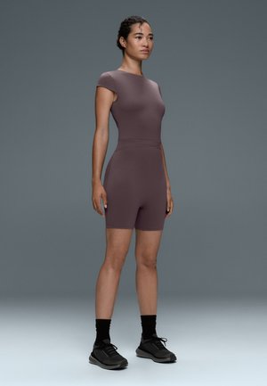 OYSHO, PERFECT-ADAPT SHORT-SLEEVED PLAYSUIT - Combinaison - purplish brown