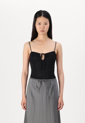 THIN STRAPPED BODYSUIT - Débardeur - black