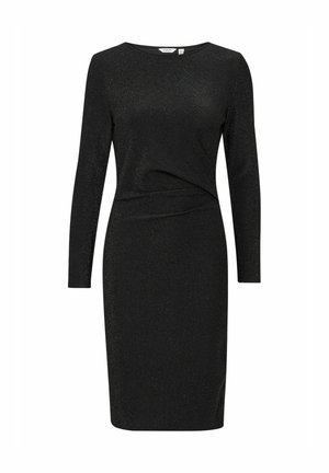 Musta, pitkähihainen mekko, joka on valmistettu kiiltävästä kankaasta. Mekko on vartaloa myötäilevä ja siinä on vääntöyksityiskohta vyötäröllä. Pituus polveen saakka.