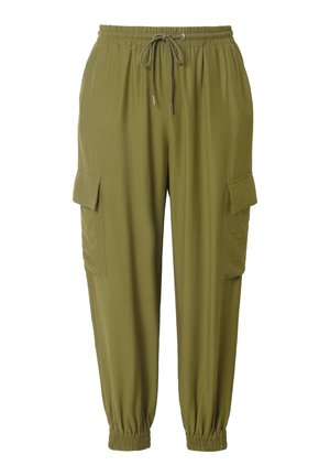 Studio Untold, WIDE LEG ELASTIC WAIST CARGO PANTS - Pantaloni cargo - moss green