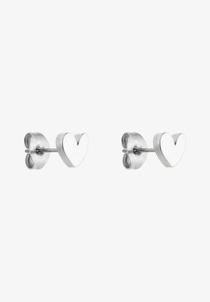 Zilveren hartvormige stud oorbellen met een gladde, gepolijste afwerking. Het ontwerp heeft een eenvoudige en minimalistische stijl.