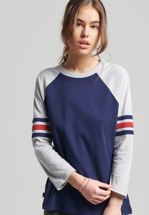 VINTAGE HALF SLEEVE BASEBALL - Long sleeved top - glacier grey marl rich nvy nvy