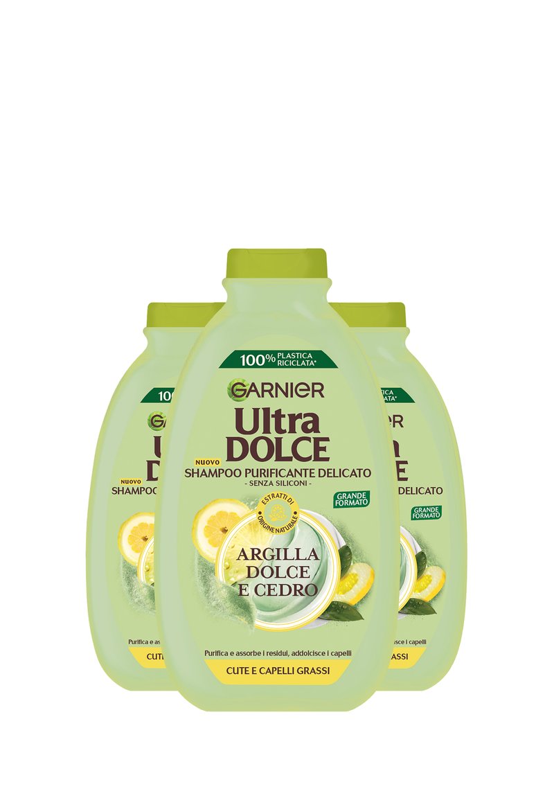 Garnier - SHAMPOO ULTRA DOLCE, SHAMPOO PER CAPELLI CHE TENDONO A INGRASSSARSI, ARGILLA E CEDRO, 400 ML - 3 PACK - Shampoo, Ingrandire