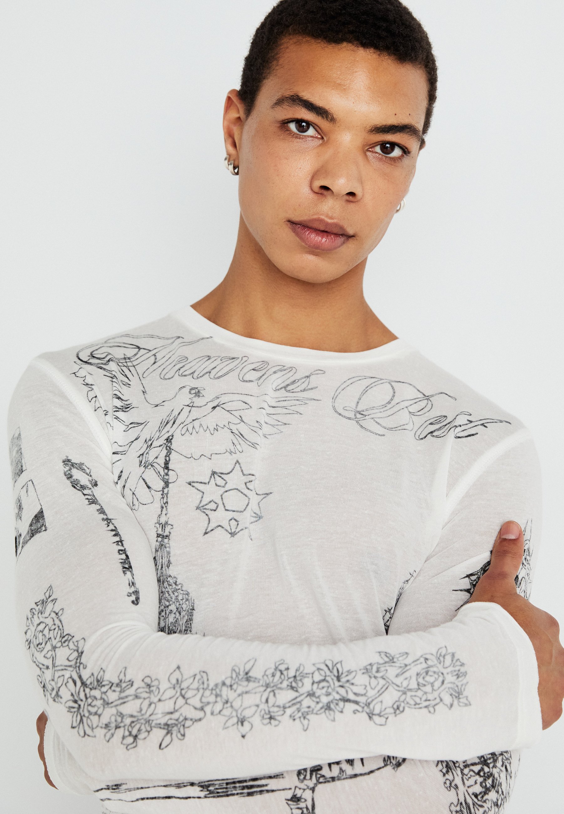 Jaded London TATTOO MIST - Long sleeved top - white/multi-coloured