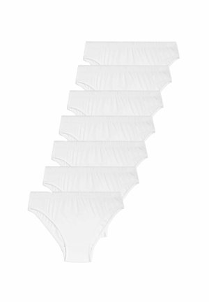 Set van zes paar witte katoenen slipjes met een hoge taille ontwerp, voorzien van zachte elastische taillebanden en een gladde, rekbare stof.