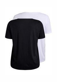 Zizzi FLASH - 2ER-PACK MIT V-AUSSCHNITT - Lihtne T-särk - black white