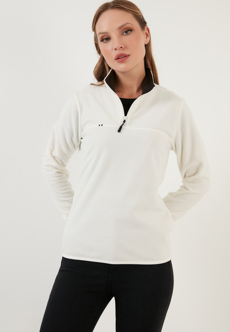 LELA HIGH COLLAR - Felpa in pile - ecru