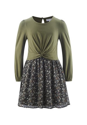 happy girls MIT BLUMEN - Jerseykleid - olive