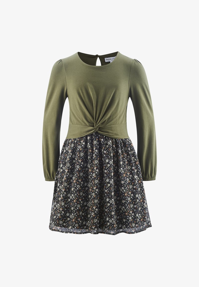 happy girls MIT BLUMEN - Jerseykleid - olive