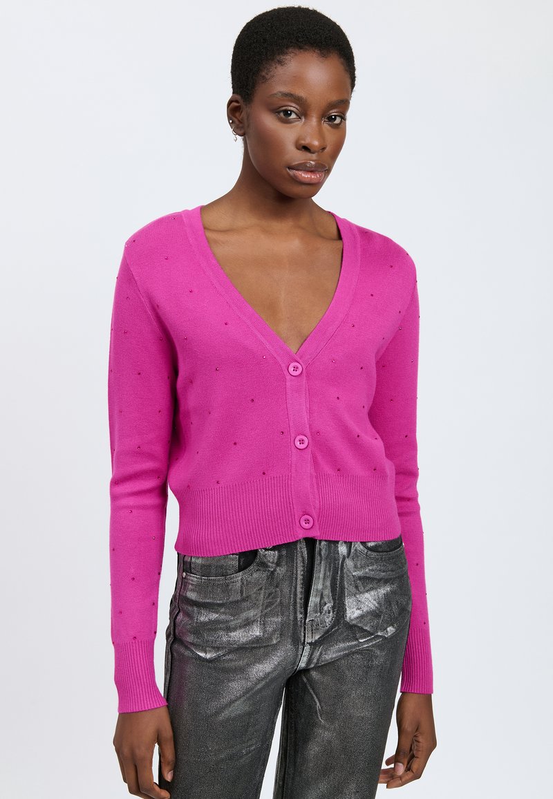 INFLUENCER RHINESTONES - Chaqueta de punto - fuchsia