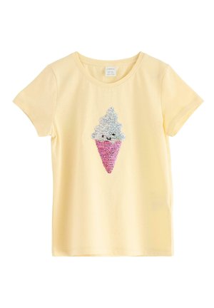 WITH REVERSIBLE SEQUINS  - T-shirt imprimé - light dusty yellow