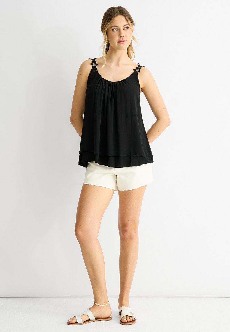 GINI LONDON FLORAL STRAPS - Top - schwarz