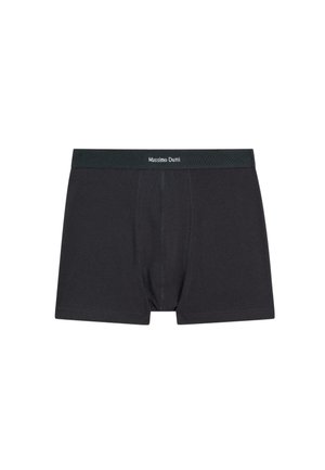 Boxer neri Massimo Dutti con fascia elastica in vita e cuciture frontali, mostrati su sfondo bianco.