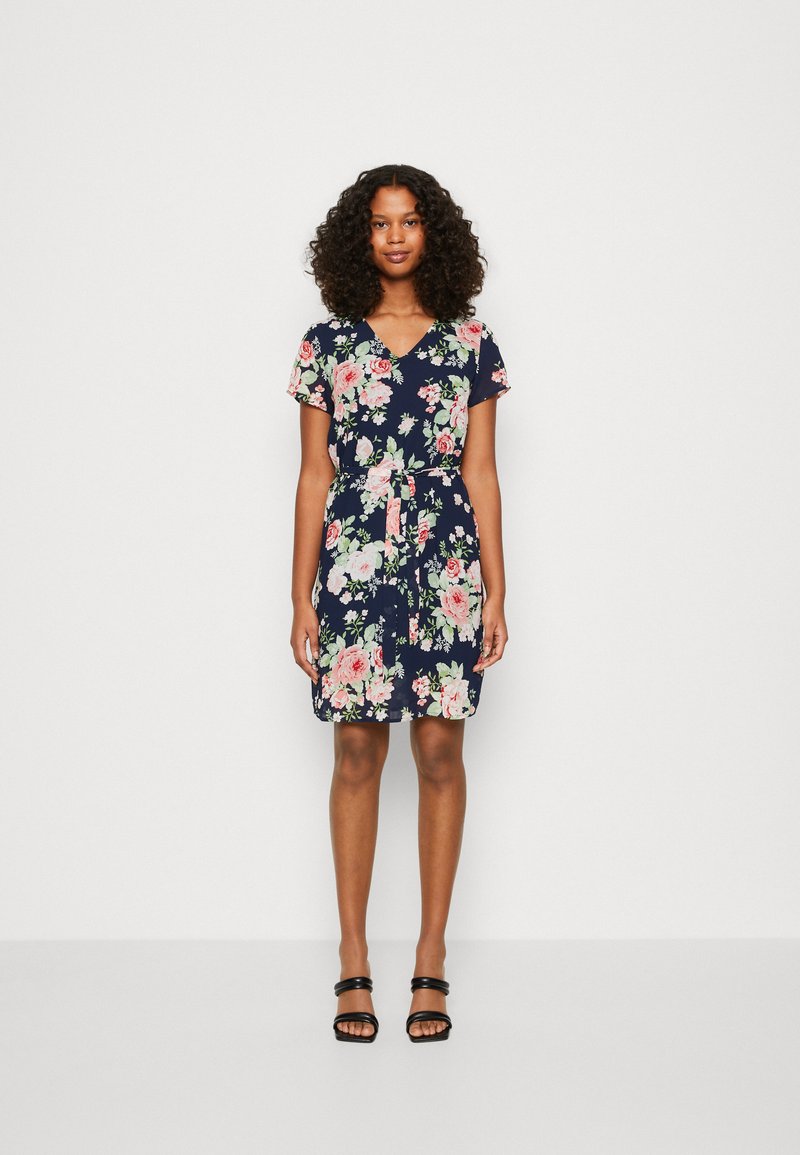 VILA VIMILINA FLOWER V NECK SHORT DRESS - Φόρεμα ημέρας - navy