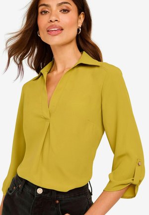 V NECK 3/4 SLEEVE COLLARED - REGULAR FIT - Blúz - yellow