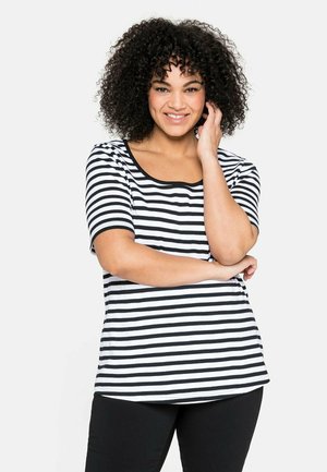 Sheego, Print T-shirt - black/ white