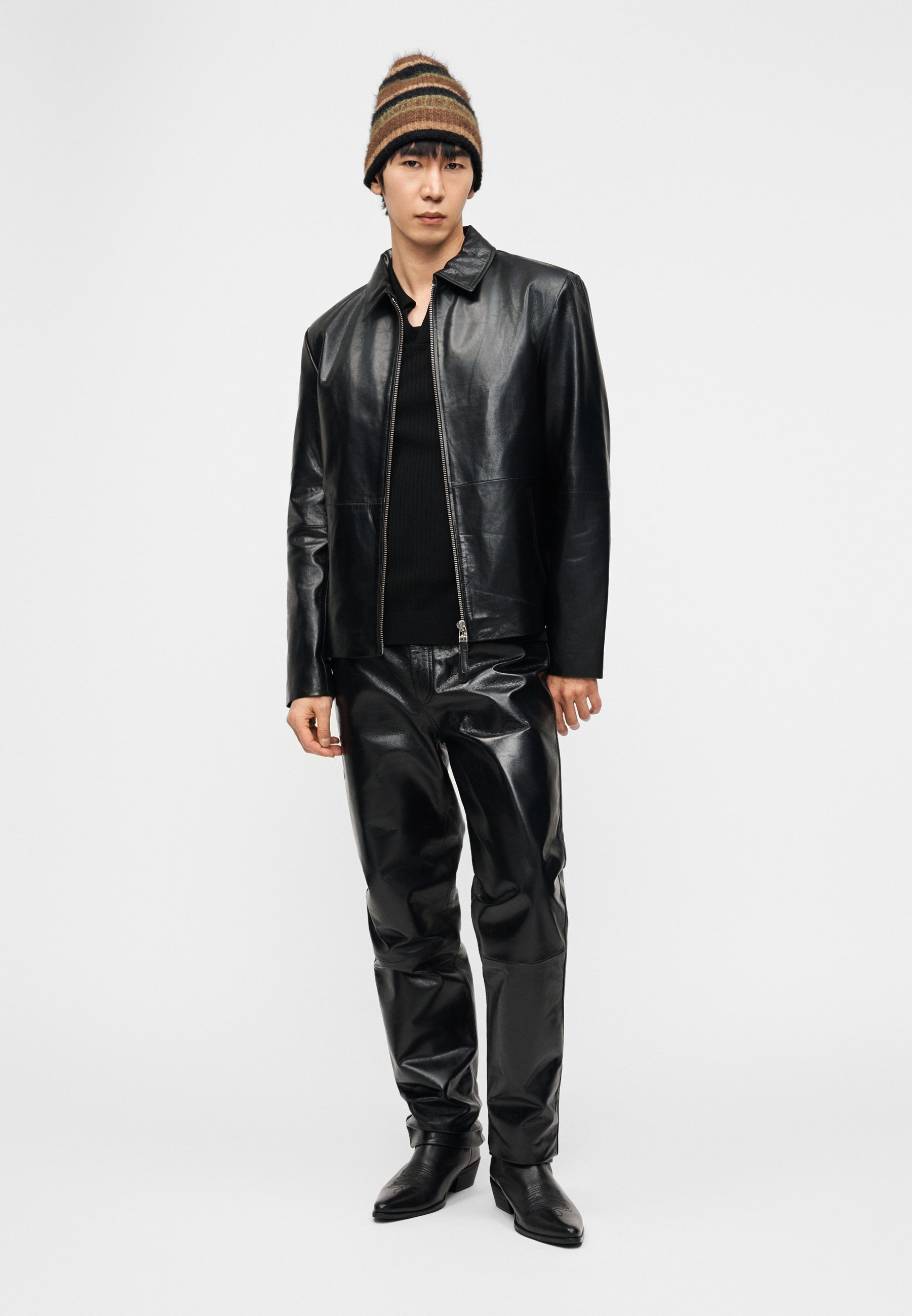 Emporio Armani BLOUSON JACKET - Leather jacket - black - Zalando.co.uk