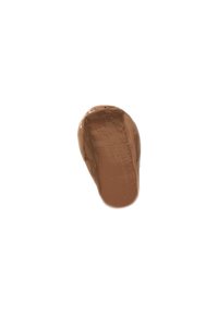 Bruine cosmetische crème swatch met een gladde, glanzende textuur. Het heeft een ronde vorm en een gelijkmatige, consistente applicatie.