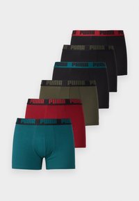 Unselected, red/teal/forest