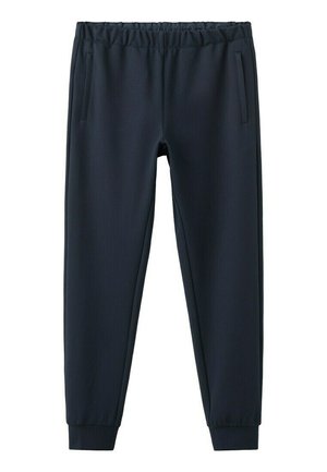 Czarne, zwężane spodnie dresowe z elastycznym pasem, bocznymi kieszeniami na zamek i ściągaczami przy kostkach.