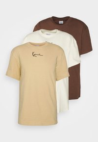 ESSENTIAL TEE UNISEX 3 PACK - Tricou cu imprimeu - light sand/ sand/ dark brown