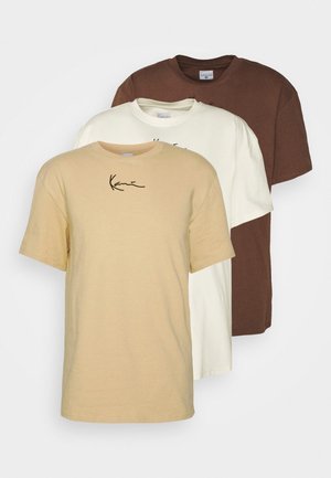 ESSENTIAL TEE UNISEX 3 PACK - Nyomott mintás póló - light sand/ sand/ dark brown