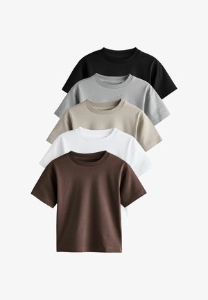 Next, NEXT 5 PACK SHORT SLEEVE T-SHIRTS (3MTHS-7YRS) - T-shirt basic - black/grey/brown/stone/white
