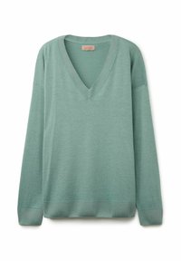 Falconeri ULTRAFINE V-NECK - Strickpullover - dark thyme garment dyed