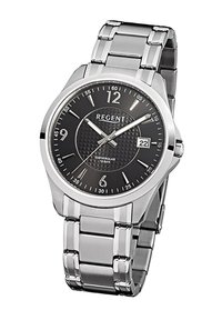 REGENT Heren analoog kwartshorloge met roestvrij stalen armband 1150619, zilver-blauw, armband
