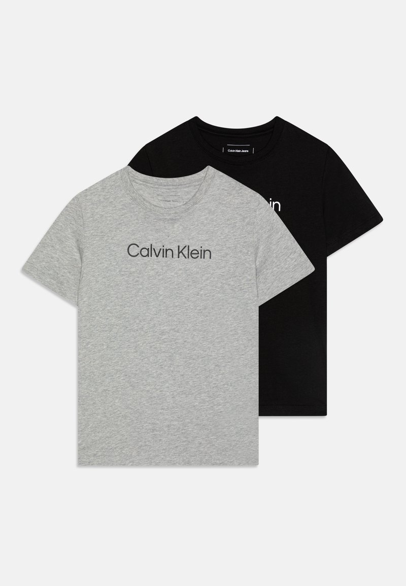 Calvin Klein Jeans INSTITUTIONAL UNISEX 2 PACK - Marškinėliai su spaudiniu - black/grey heather