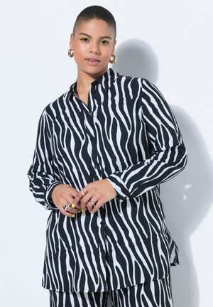 Studio Untold STRAIGHT SHAPE ZEBRA-PRINT LANGARM - Skjortebluser - black