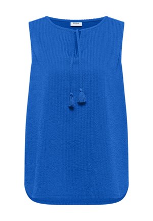 Cecil, BLOUSE TOP WITH SPLIT NECK AND TIES - Débardeur - surf blue