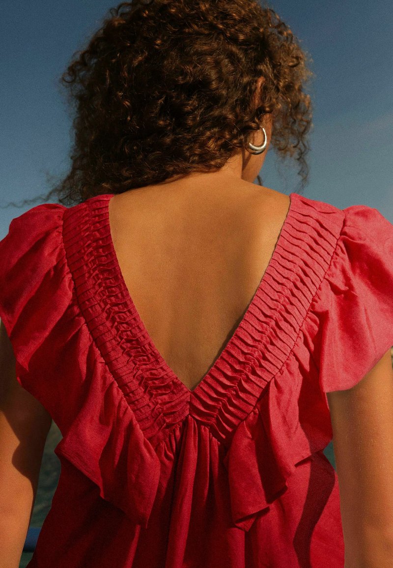 Next RUFFLE V NECK REGULAR FIT - Bluse - red