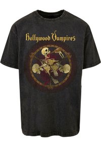 HOLLYWOOD VAMPIRES - DRINK FIGHT PUKE ACID WASH - Printtipaita - black