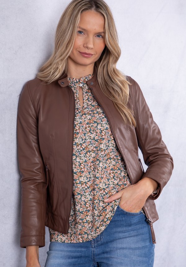 THRELKELD - Leather jacket - tan