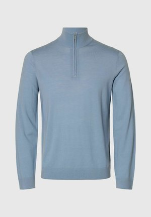 Selected, SLMTRAY LS KNIT MERINO HALF ZIP NOOS - Pullover - dusty blue