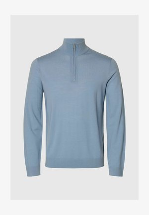 Selected, SLMTRAY LS KNIT MERINO HALF ZIP NOOS - Pullover - dusty blue